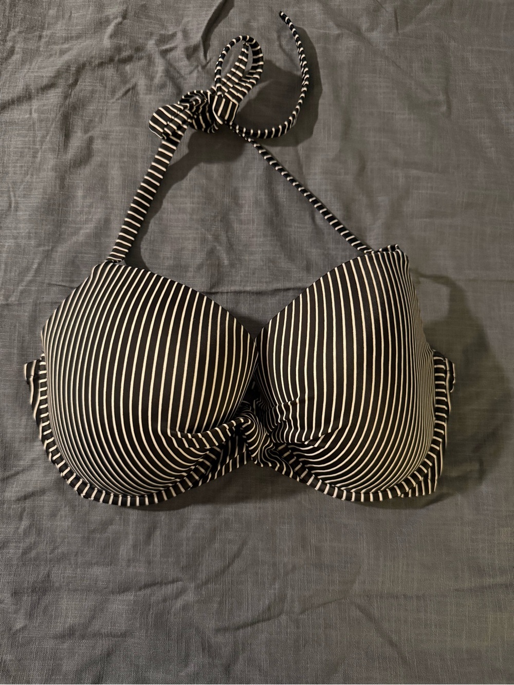 Shade & Shore Black and White Striped Bikini Top